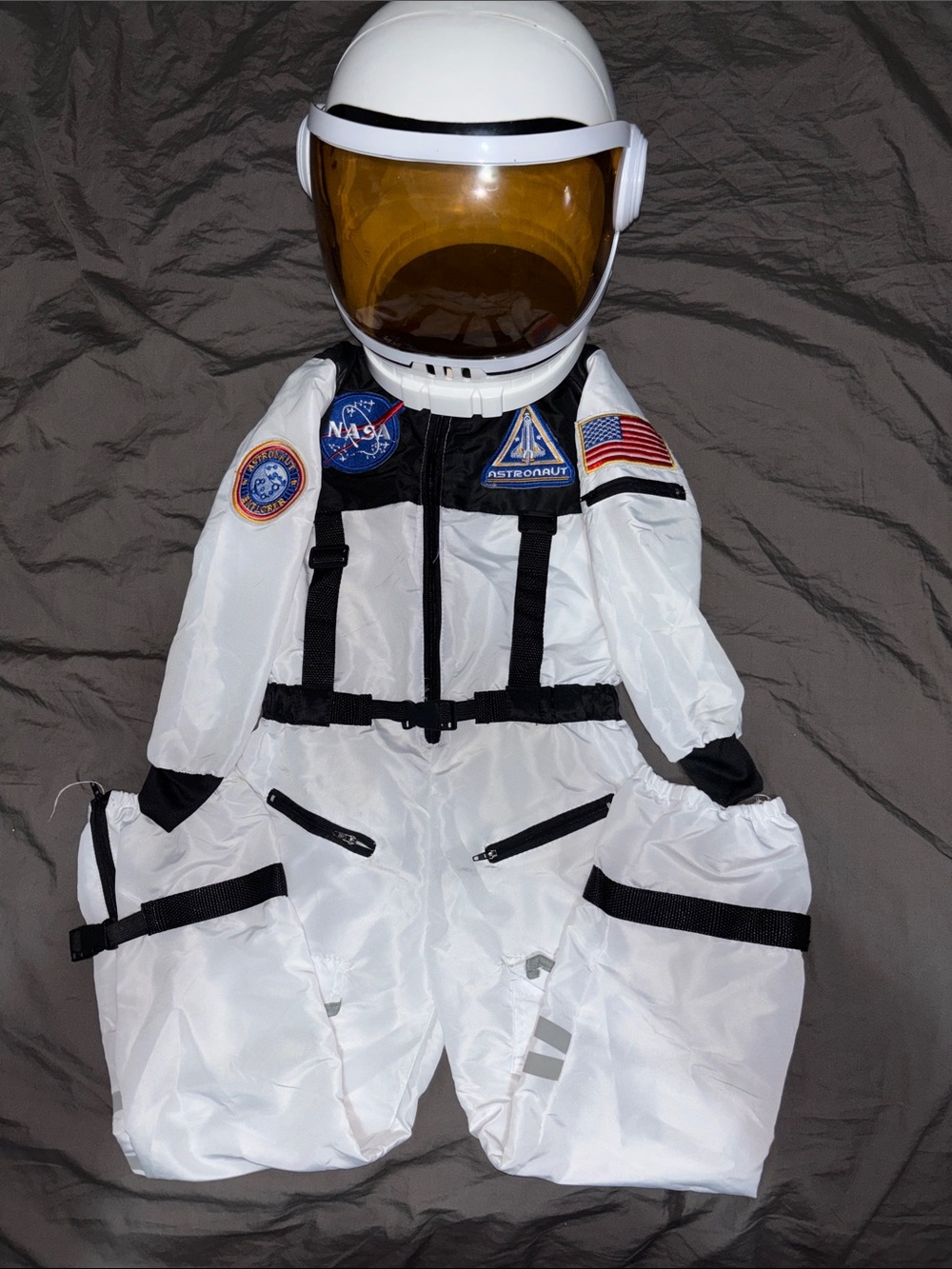 White Kids Astronaut Costume with American Flag Patch